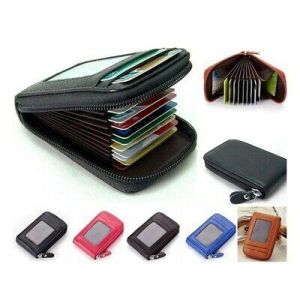 New Men&#039;s Leather Wallet Credit Card/ID Holder RFID Blocking Zipper Thin Pocket